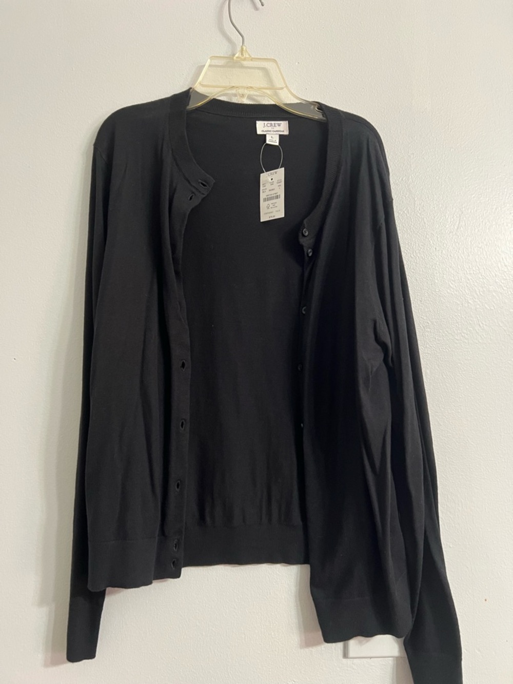 J. Crew Black Button-Front Crewneck Cardigan